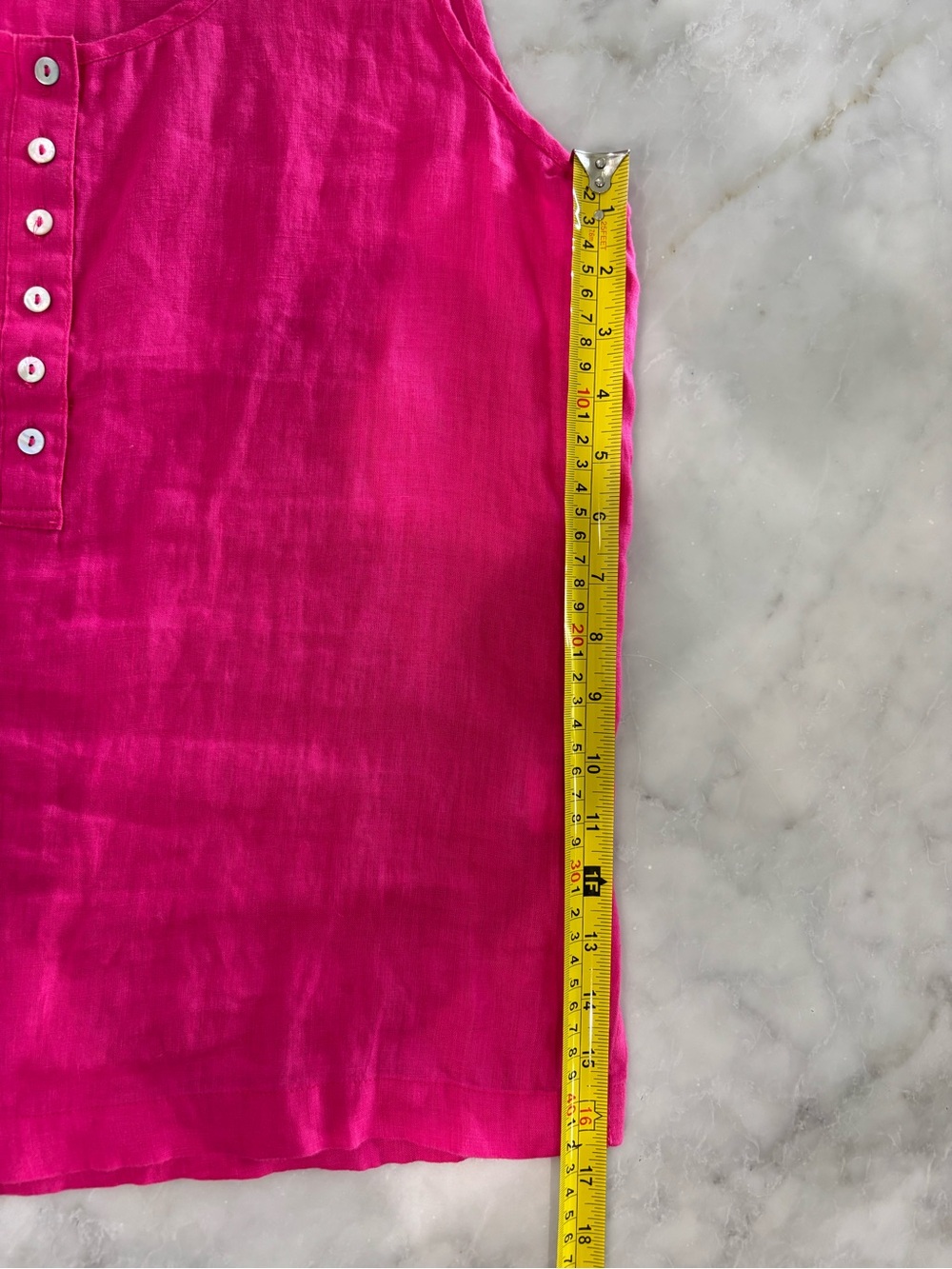 ✨Jones New York Hot Pink Sleeveless Linen Henley Tank - Picture 7 of 7